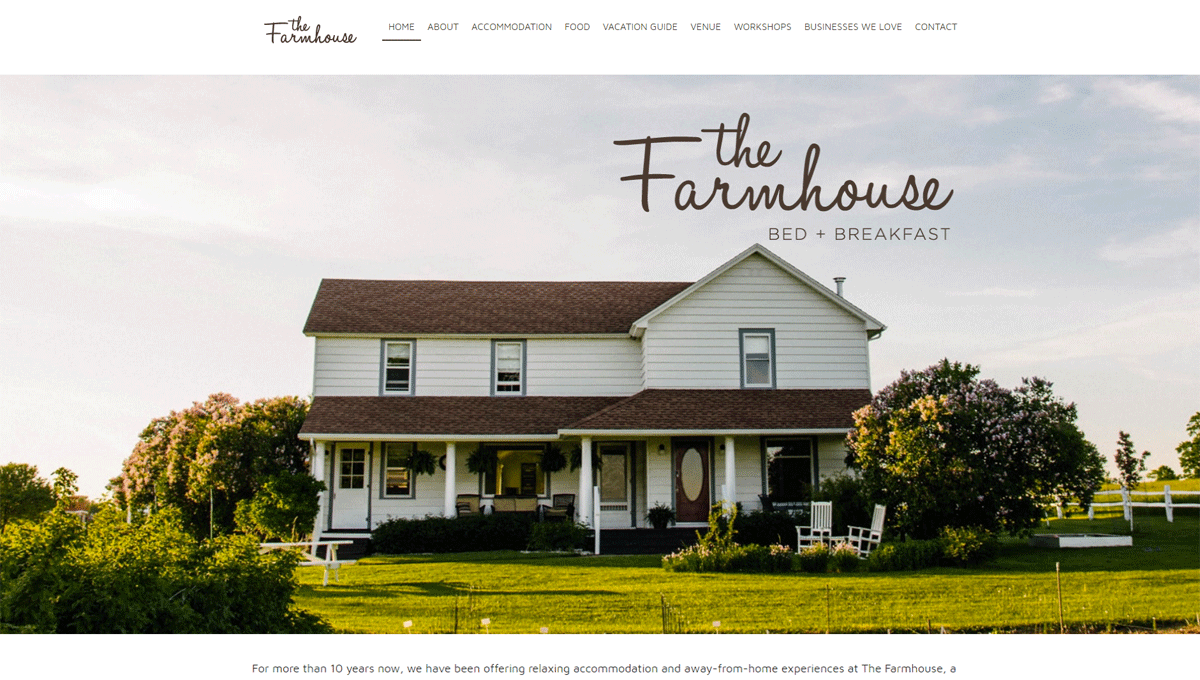 The Farmhouse Bed and Breakfast Website Redesign Launched Lireo Designs